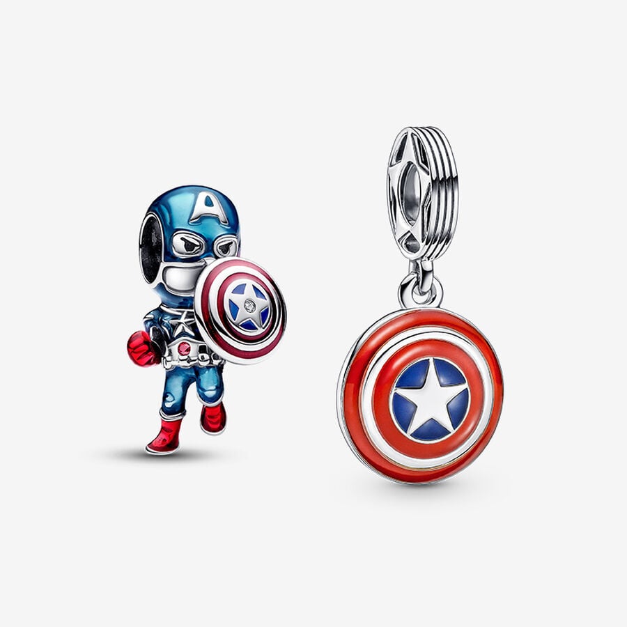 Conjunto de Regalo Charms Escudo y Capitán América de Los Vengadores de Marvel image number 0